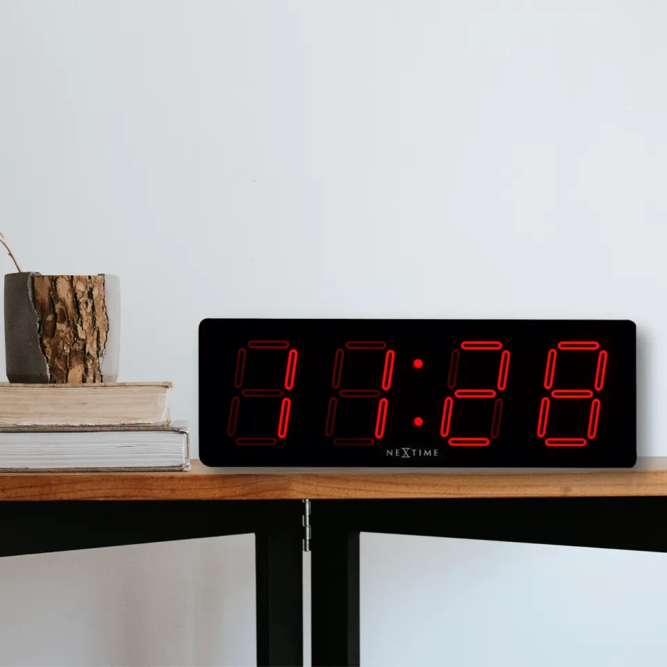 Nextime Wand-/tafelklok - 51,5 x 18 x 4,5 cm - kunststof - 'Big D' zwart, foto 4