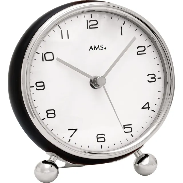 AMS tafelklok | 5194 / radio gestuurd - maat 18cm / metalen behuizing / mooi voor op buro of dressoir of als kado wit, zilver, chroom, zwart