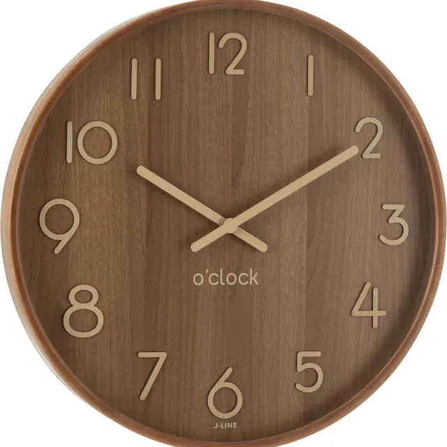 J-Line klok - multiplex/hout - donker naturel - large - Ø 53 cm