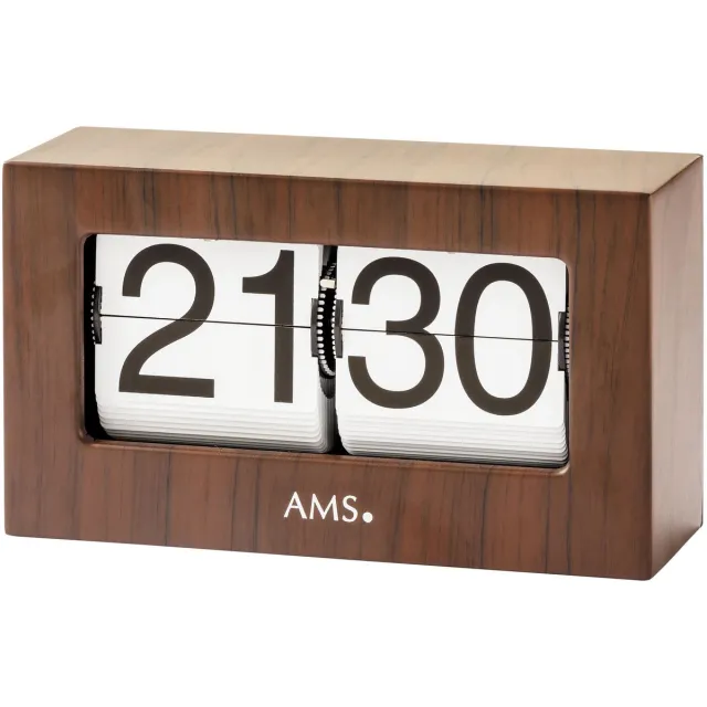 AMS T1177 - Tafelklok - Metaal - Hout - Notenhoutkleur - Bruin