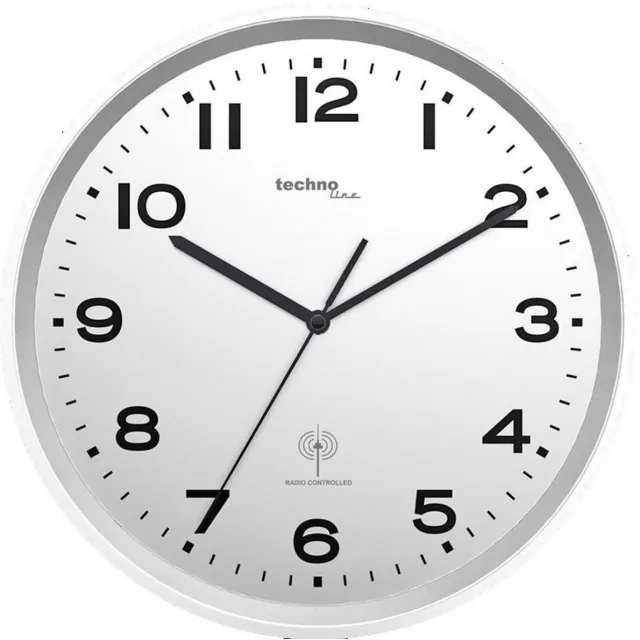 Technoline WT 8500 Silver - Wandklok - Rond - Kunststof - Radiogestuurde tijdsaanduiding - 30 cm x 4.1 cm - Zilverkleurig