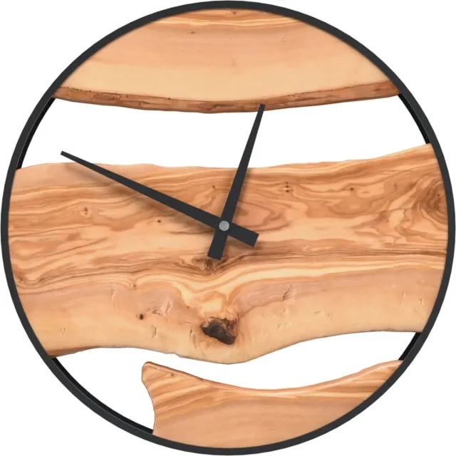 vidaXL Wandklok - Ø35 - cm - ijzer - en - olijfhout - bruin Donkerbruin