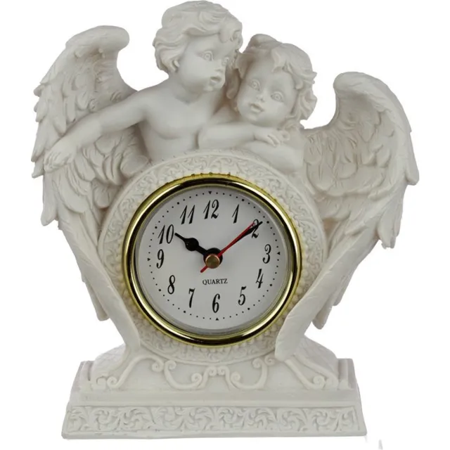 puckator Boutique Trukado - Cherubijn Mantel Klok - Peace of Heaven Endless Love - (hxbxd) ca. 15cm x 11cm x 6cm wit