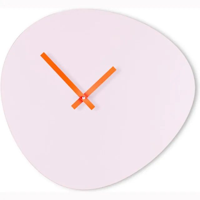 Kloq Wandklok 'Pebble' Lila & Neon Oranje wijzers