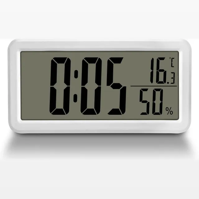 carmdering Wekker Digitaal Klokje –Digitale wandklok op batterijen met grote cijfers, temperatuur, woonkamer, slaapkamer, school Wit