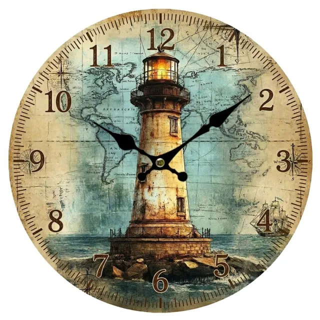 Signes Grimalt Vuurtoren en Kaart Vintage wandklok beige