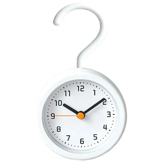 Flintry Waterdichte badkamerklok – 9 cm diameter – Analoge klok – 2-in-1: ophangen of neerzetten – Batterijgevoed – Wit