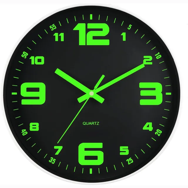 Ynkkvre Digitale Wandklok - Keukenklokken - Wandklok - Analoog Muurklok - Stille, Tikvrije Wandklok - Nachtticht zonder batterij - 30 cm minimalistisch design - Eenvoudige ophanging - Glazen oppervlak groente