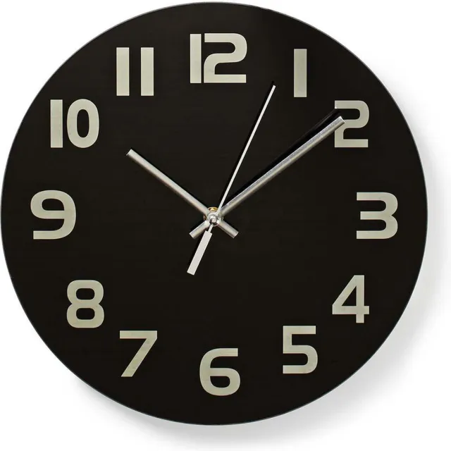 Nedis Wandklok - Diameter: 300 mm - Glas - Zwart Black