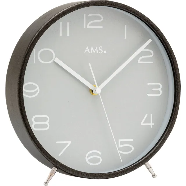 AMS 5120 Tafelklok zendergestuurd hout en mineraalglas 22 cm ø Zwart Antraciet, grijs, wit