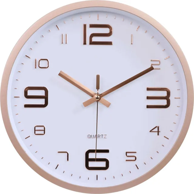 LW collection keukenklok roségoud 30cm - kleine wandklok rosé stil uurwerk - muurklok - stille klok - kleine klok Rosegoud wit