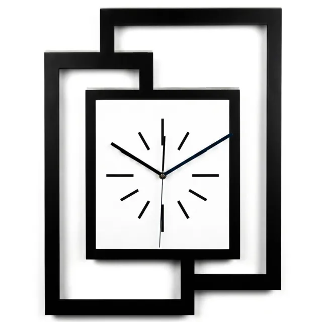 Ornament Handgemaakte Grote Houten Wandklok – Modern Minimalistisch Design, Rechthoekig Verticaal, Geruisloos, Zonder Tikkend Geluid – Voor Woonkamer, Slaapkamer, Keuken – Unieke Wanddecoratie, Industrieel Design & Stil Uurwerk, zwart -wit zwart - wit