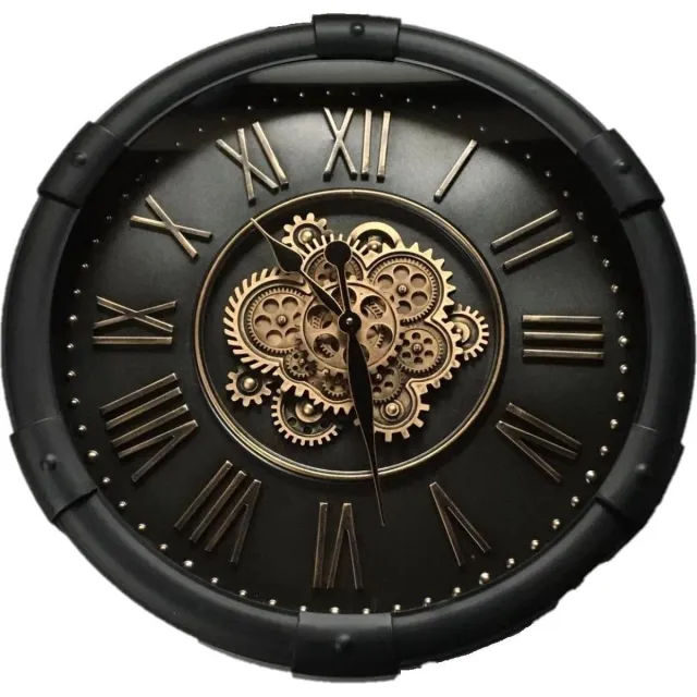 Mansion Gear Clock Buoy Glaucous 73 x 9.5cm Glass Cover Donkerbruin