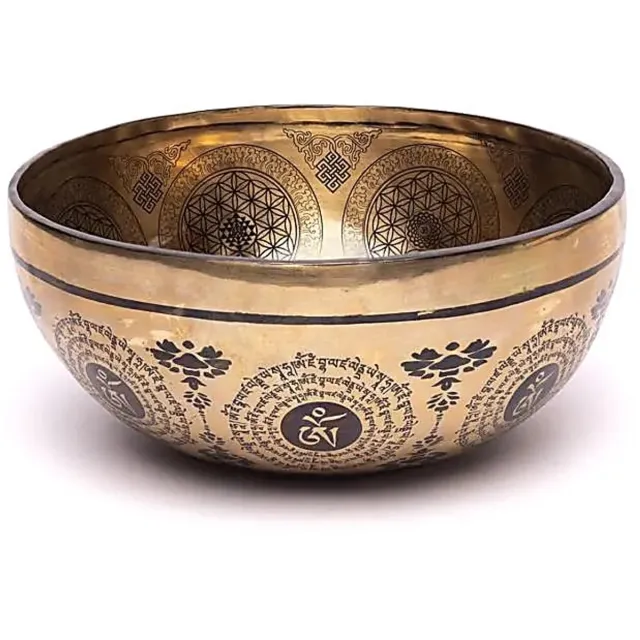 Phoenix Lasergegraveerde klankschaal Flower of Life - ±1400-1600 G; ±22-24 Cm - ±1400-1600 g ; ±22-24 cm Meerkleurig