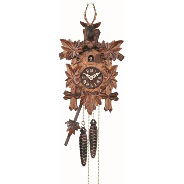Engstler 532/5_QM - Koekoeksklok - Kwarts - Notenhout - met muziek - 42 cm Bruin