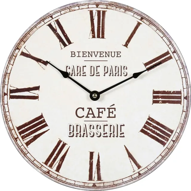 OSTARIA Wandklok/muur klok - cafe brasserie klok - D30 cm - mdf - bruin - keuken/kamer