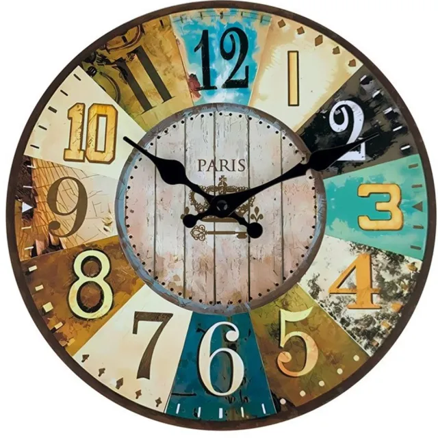 Ynkkvre Wandklok - Muurklok - Houten Wandklok - Vintage Design Met Grote Arabische Cijfers Voor Rustige Ruimtes - 1 - Keuken En Woonkamer, Bruin
