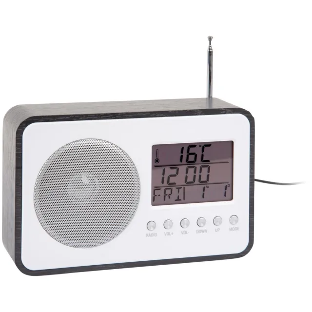 Karlsson Wekker Fm Radio - Zwart - 19.2x6.6x12.5cm - Scandinavisch - Wekker voor slaapkamer - Wekkers