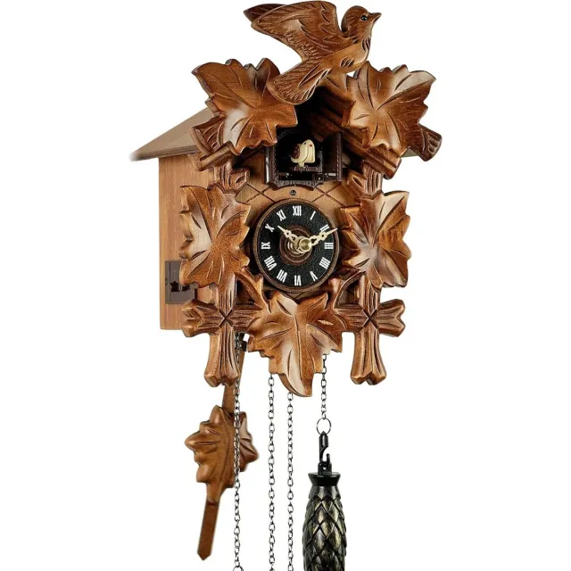 Lexium Store Moderne koekoeksklok - Bruin - 22 x 17 cm - Houten Klok met Kwartsuurwerk en 10 Melodieën - Voor Woonkamer en Kantoor