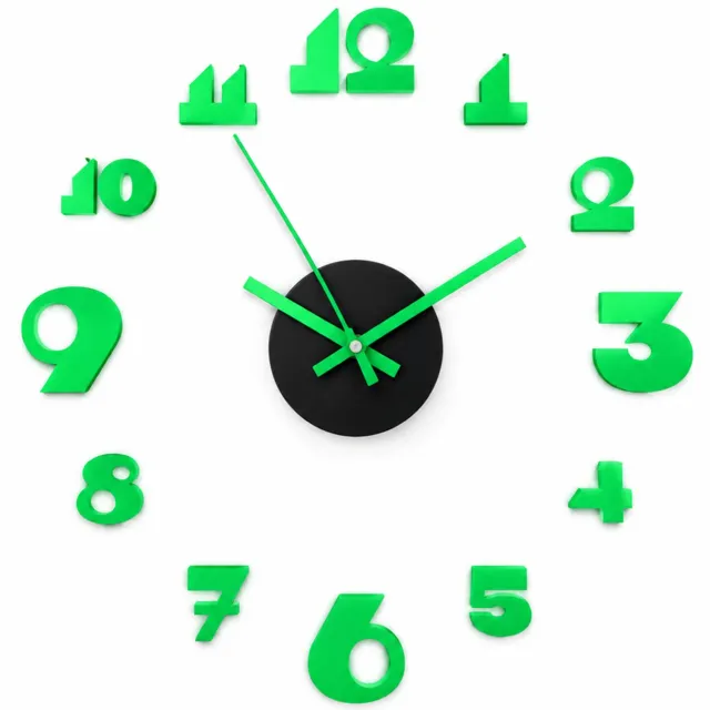 SWGOTA Lichtgevende wandklok met losse cijfers, diameter 40-50 cm, stil sweep-uurwerk, decoratieve wandstickerklok, 1 set Zwart