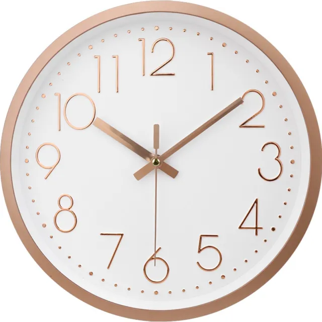 IvoQ Moderne Wandklok Roségoud - Stijlvol - Strak Design - Ø 30 cm Roségoud / Wit