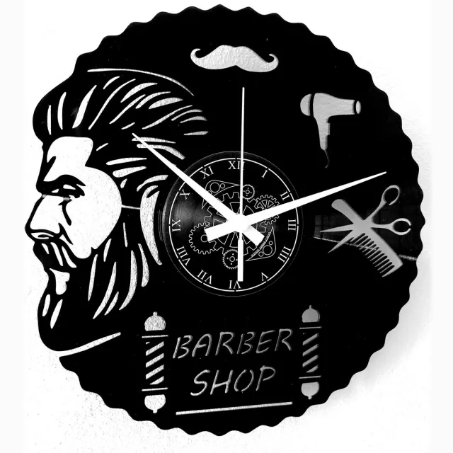 Instant Karma Clocks Instant Karma Klokken - Vinyl Wandklok Platenontwerp Handgemaakte Decoratie Kapsalon Modern Design Kapsalon Baard Kapsalon Zwart