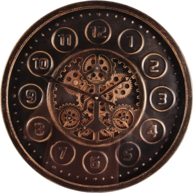 Baroque Klok - Wandklok Stamford 46 cm - Zwart - Rond - Metaal - 46x46x7 - Iron+glass Black