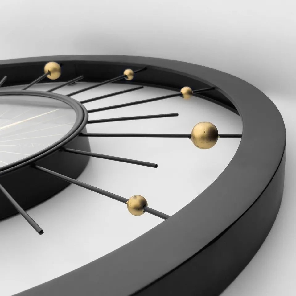 Wandklok 90cm-Geruisloos-Zwart-Metaal-NeXtime 'Orbit Large', foto 6