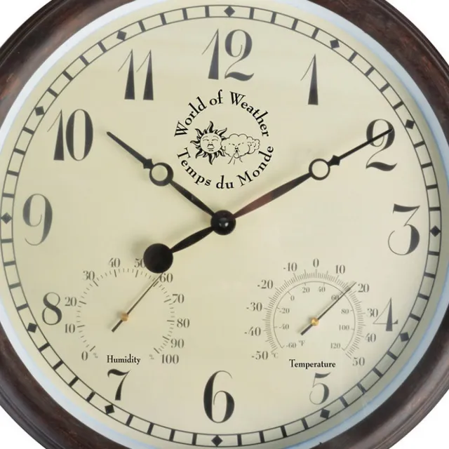Esschert Design Esschert - Design - Stationsklok - met - thermo-hygrometer - 30,5 - cm - TF008 bruin