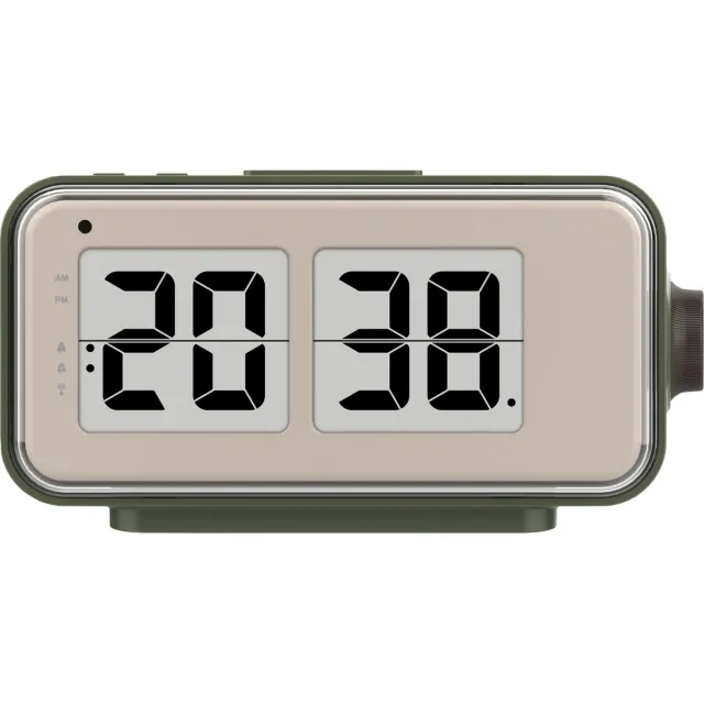 Technoline WT 270 - Wekker - Digitaal - Radiogestuurde tijdsaanduiding - Achtergrondverlichting - Snooze - 2 alarmen - Kalender - 12/24 - Binnentemperatuur - Rechthoek - Donkergroen - Beige - 174x90x65