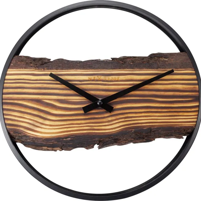 NeXtime Forest – Wandklok – 30 cm – Hout/Metaal – Bruin – Stil