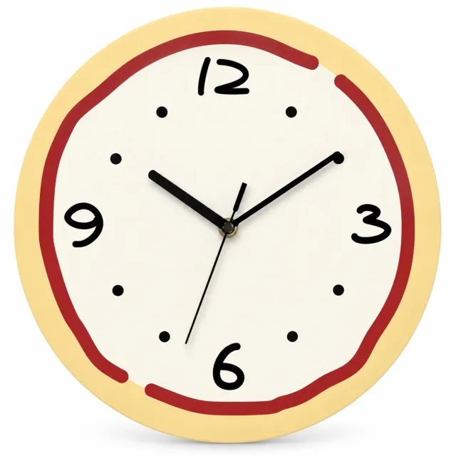 SWGOTA Wandklok rond 30 cm - Gehard glas - Rode cirkel - Wijzers en cijfers - Batterijvoeding - Voor woonkamer en slaapkamer Rood