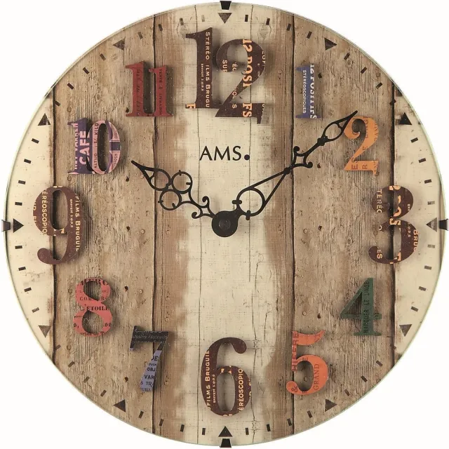 AMS W9423 - Wandklok - Analoog - Mineraal glas - Bruin Crème