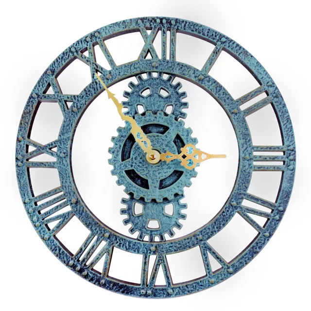 Famanu Outdoor wandklok van 30 cm, vintage stijl, waterdicht, retro design voor buiten, keuken en woonkamer, industrieel 3D, groen