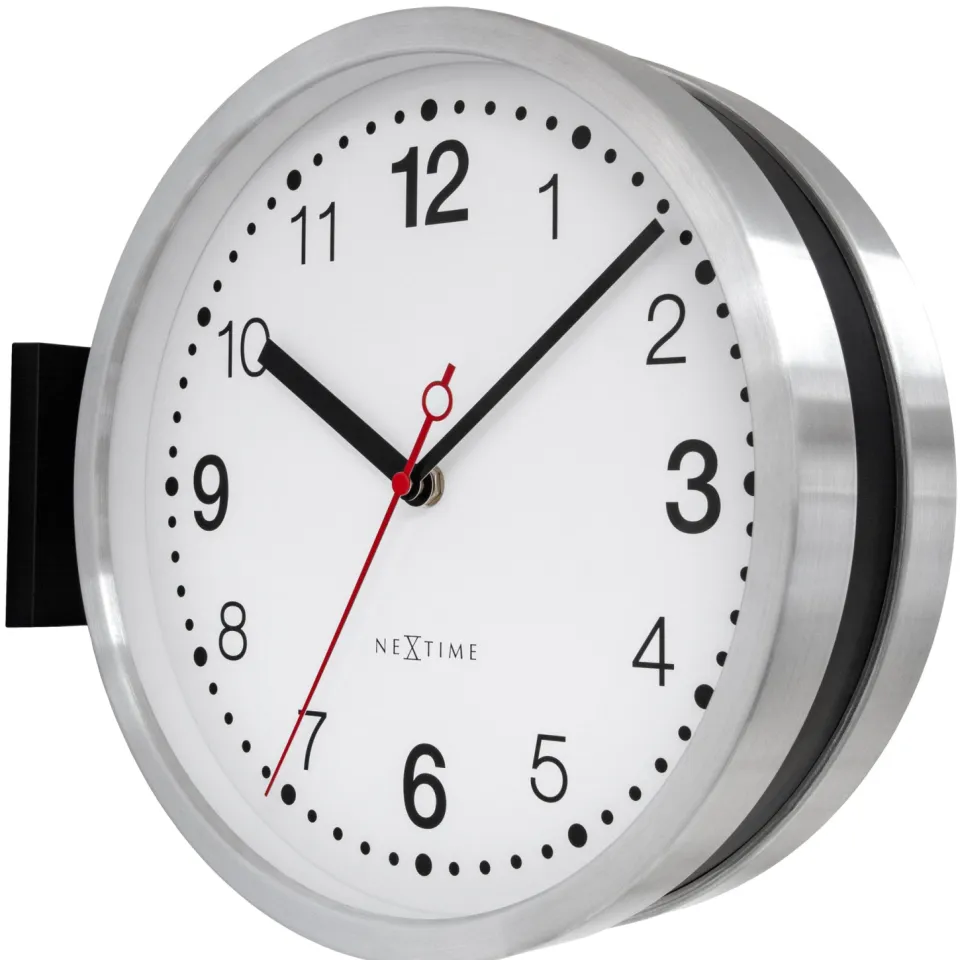 Wandklok 32,3 x 28 x 10 cm - stil - wit & zwart - aluminium - NeXtime 'Double', foto 4