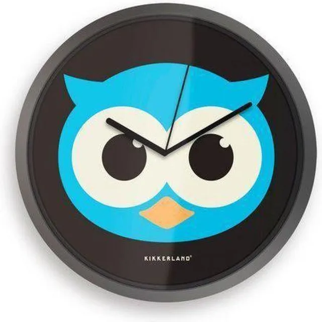 Kikkerland Night Owl klok rond - 20x20x4cm Antraciet