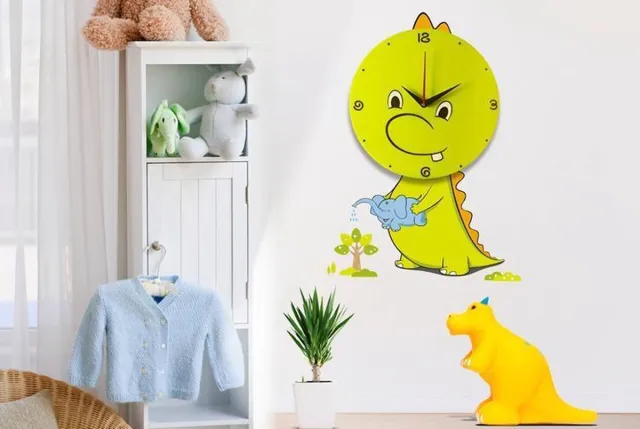 JP4KIDS Wandklok - Naughty Dragon - Groen