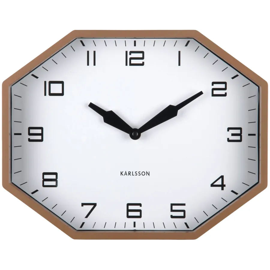 Karlsson Modern Factory Octagon wandklok bruin, foto 4