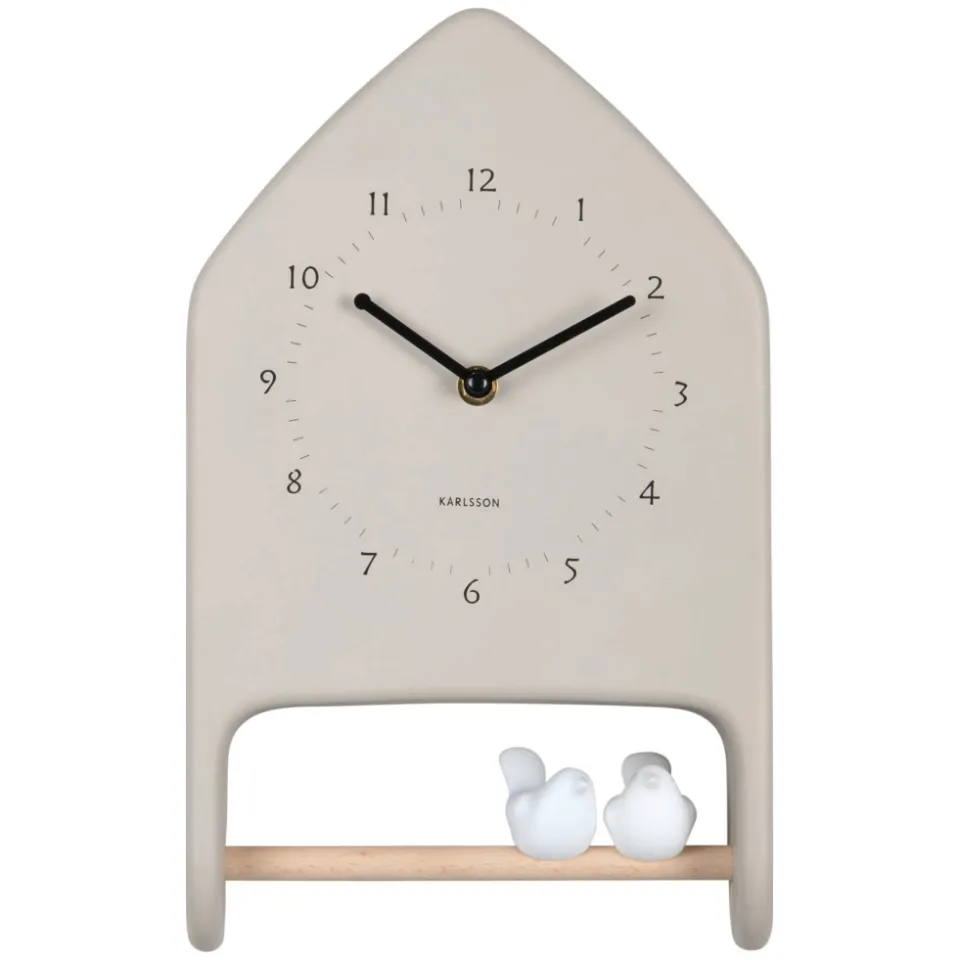 Karlsson Love Birds wandklok warmgrijs