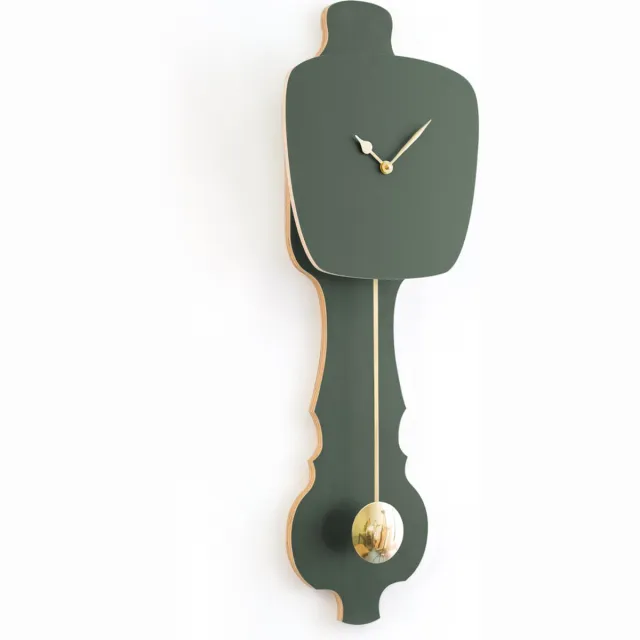 Kloq SE Wandklok met Pendule - Batterijen Inbegrepen - Wanddecoratie - Quartz Beweging - Niet-Tikkend Batterij Aangedreven - Mistgroen en Glanzend Goud - Groot Mist Groen & Glimmend Goud