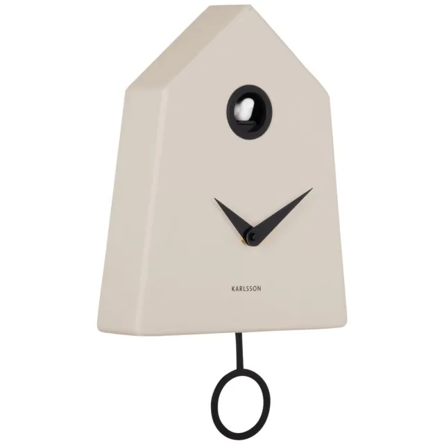 Karlsson Wandklok Grafico Cuckoo - Warmgrijs - 7.4x21.5x35.5cm - Wandklok Modern