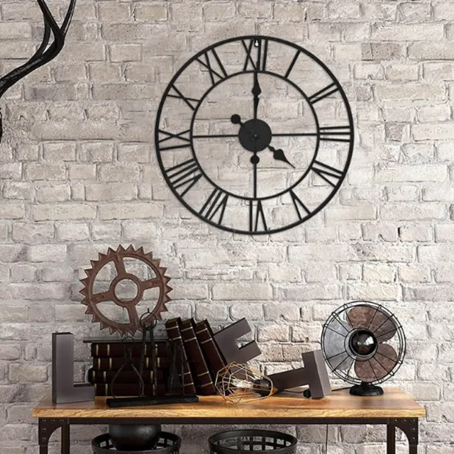MIVRAY Wandklok – Wandklok Analoog - Stil Quartz Mechanisme – Retro Wanddecoratie Voor Woonkamer – 50 cm – IJzer – Zwart