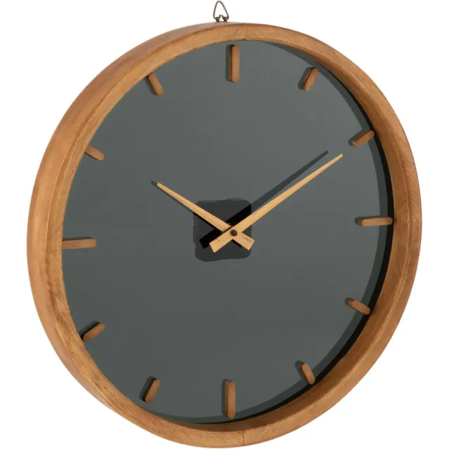 J-Line klok Rond - hout/glas - bruin/zwart - Ø 40 cm