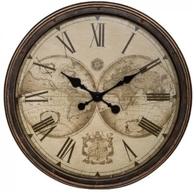 Atmosphera Créateur d'intérieur® Klok-Wandklok-Wereldklok dia 51cm-Zware kwaliteit Klok Zwart