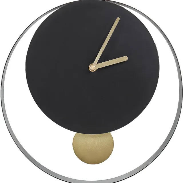 Beliani MAGLAND - Wandklok - Zwart/Goud - Staal