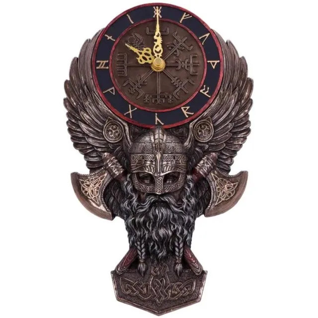 Nemesis Now Viking Vegvisir Wandklok - Gebronsd - zeer gedetailleerd - handbeschilderd - (hxbxd) 28,5cm x 17,5cm x 4,5cm