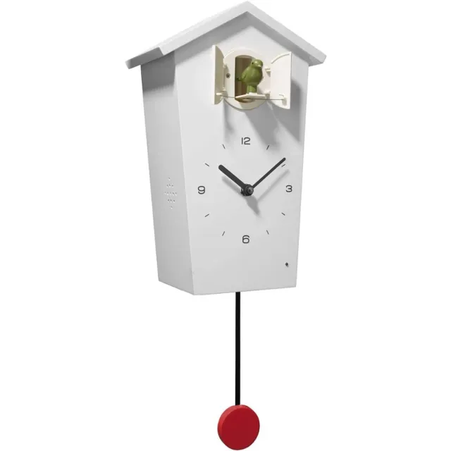 aura Koekoeksklok Modern - Wandklok - Wekker - Inclusief Gewichtsketting - Wit - 18cm x 4cm x 28cm