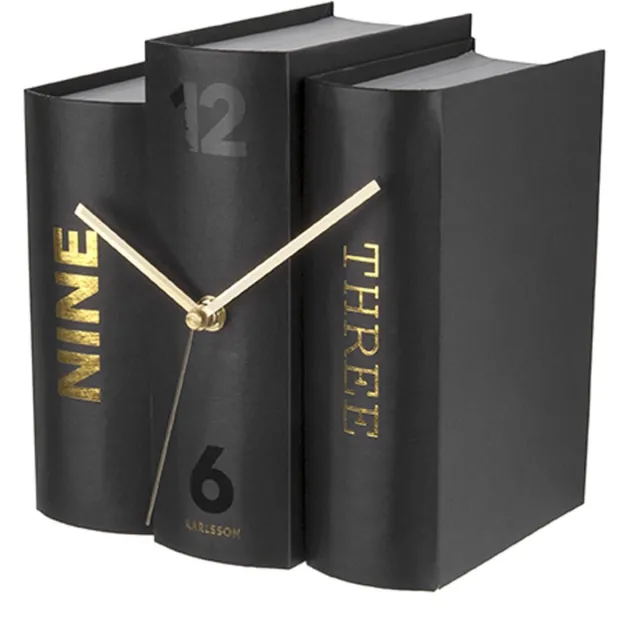 Karlsson Tafelklok Book - Black Paper - 20x15x20cm - Scandinavisch Zwart