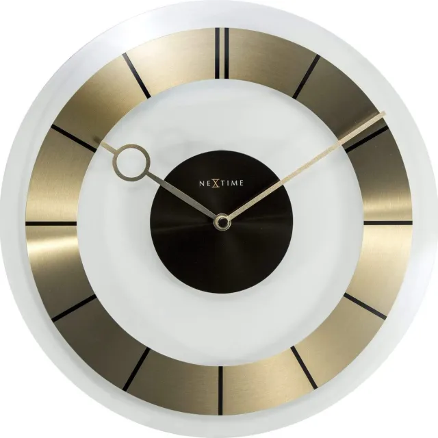NeXtime Stille Wandklok - 31 cm - Glas - Goud - 'Retro'