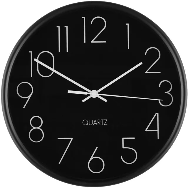 4Living Eenvoudige wandklok, Ø 25 cm zwart